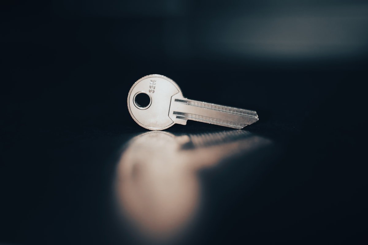 Close-up of a cut metal key